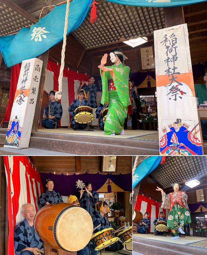 元町一丁目稲荷神社での牛若囃子連